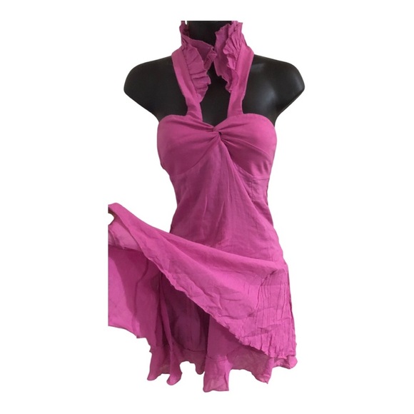 Free People pink flutter strap halter front twist mini dress size XS brand new - Picture 3 of 14